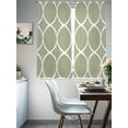 thumbnail image 5 of Sage Green Abstract Semi Sheer Curtains 63 Inch Length 2 Panels Set, Modern White Geometric Twisted Art Sheer Kitchen Curtain Privacy Voile Window Curtain for Living Room Bedroom Rod Pocket Drapes, 5 of 7