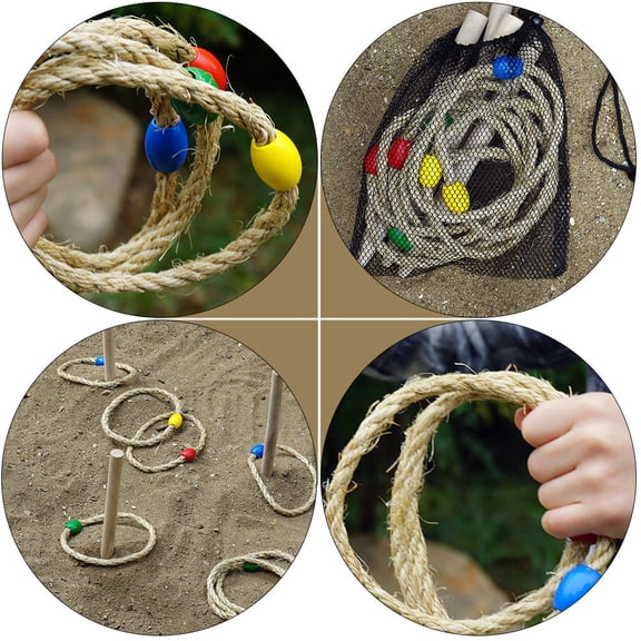 LULULION Kids Throwing Games Ring Toss Game Wood 1 Set