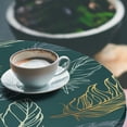 thumbnail image 3 of Ambesonne Feathers Fitted Round Tablecloth, Nature Theme Bohemian Vibe, 40"- 44" Diameter, Dark Teal Mauve and Cream, 3 of 5
