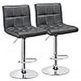 thumbnail image 3 of Yaheetech Bar Stools Set of 2, PU Leather Swivel Bar Stools with Backrest, Armless Adjustable Bar Chairs, X-Large Seat Counter Height Barstools for Kitchen Island, Gray, 3 of 4