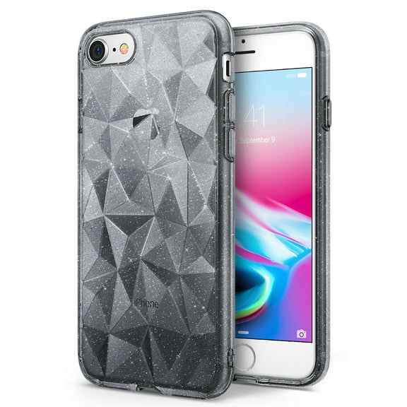 Ringke Air Prism Case Compatible with iPhone 8, 3D Geometric Design Slim TPU Cover - Glitter Gray
