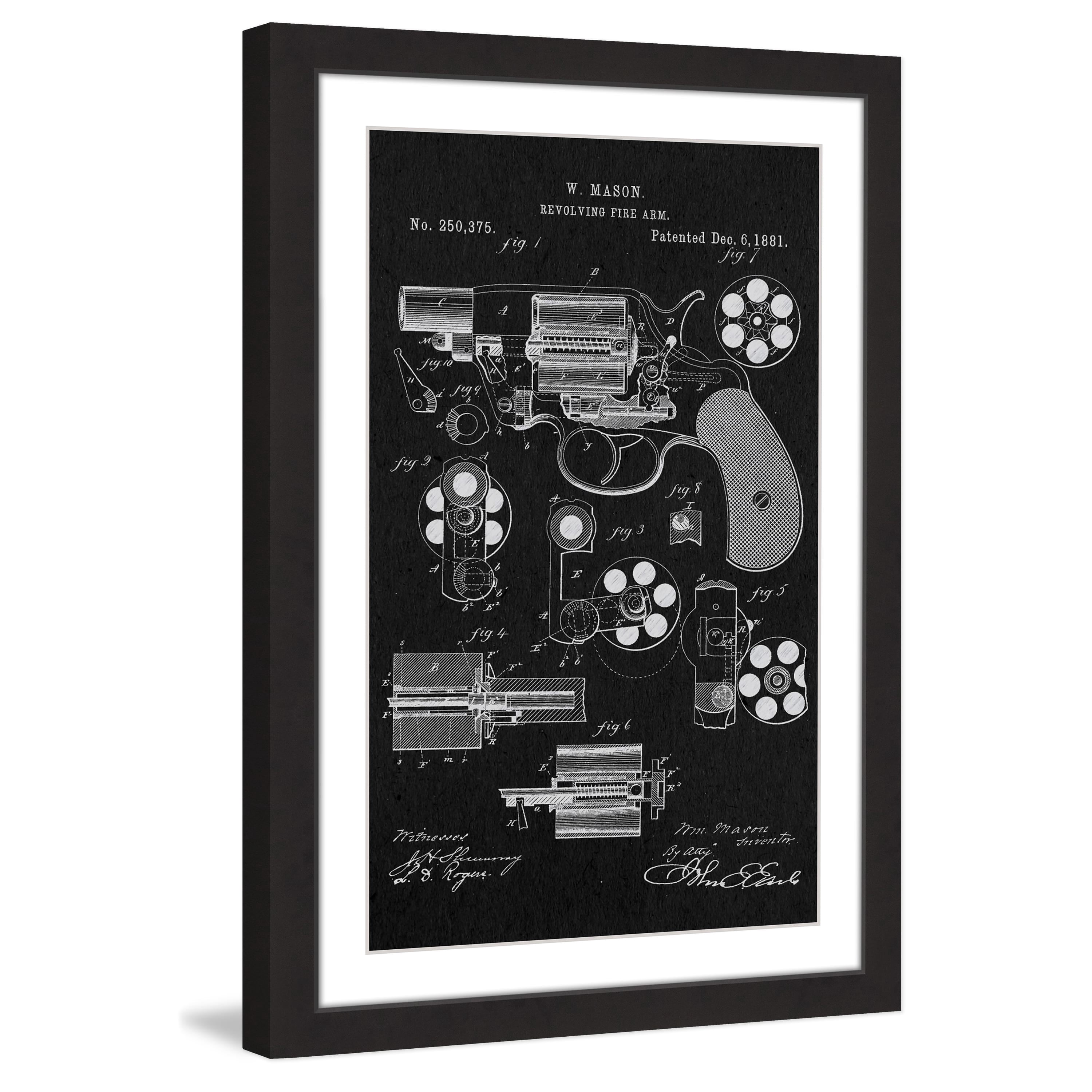 "Revolver 1881 Black Paper" Framed Painting Print