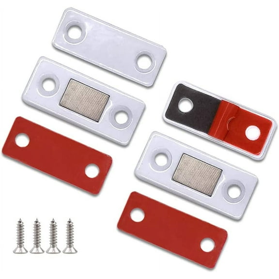Magnetic Door Catch Magnets with Adhesive Backing Cabinet Magnets Thin Flat Furniture Catch Adhesive Door Latch (2 Pack White)