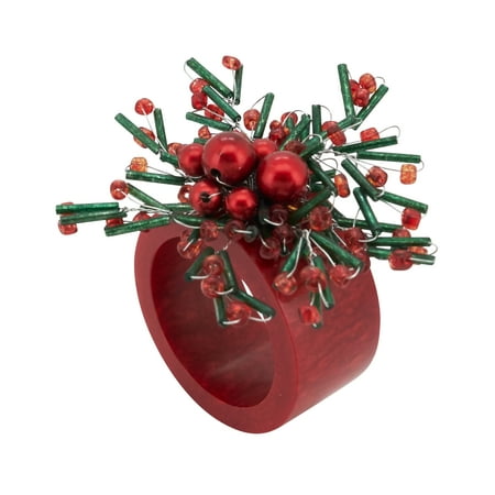 

Saro Lifestyle Holly Jingle Beaded Napkin Ring (Set of 4)