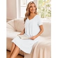 thumbnail image 4 of Ekouaer Cotton Nightgowns for Women Short Sleeve Night Gown V Neck Sleep Shirt Button Nightshirt Soft House Dress, 4 of 6