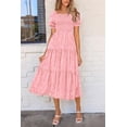thumbnail image 4 of Vestido midi PRETTYGARDEN para mujer, estampado floral, línea A, rosa, 4 of 7