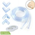 thumbnail image 1 of Protectores de esquinas transparentes de seguridad para bebés: 6 x 1 m, borde a prueba de bebés + 4 esquinas, funda de cojín de goma a prueba de niños para gabinete con adhesivo de alta resistencia, 1 of 7
