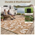 thumbnail image 3 of SIXHOME Outdoor Rug 5'x8' Waterproof Reversible Patio Rug Boho Geometric Indoor Outdoor Rugs Lightweight Plastic Straw Ourdoor Carpet for RV Camping Deck Balcony Modern Porch Decor Brown, 3 of 8