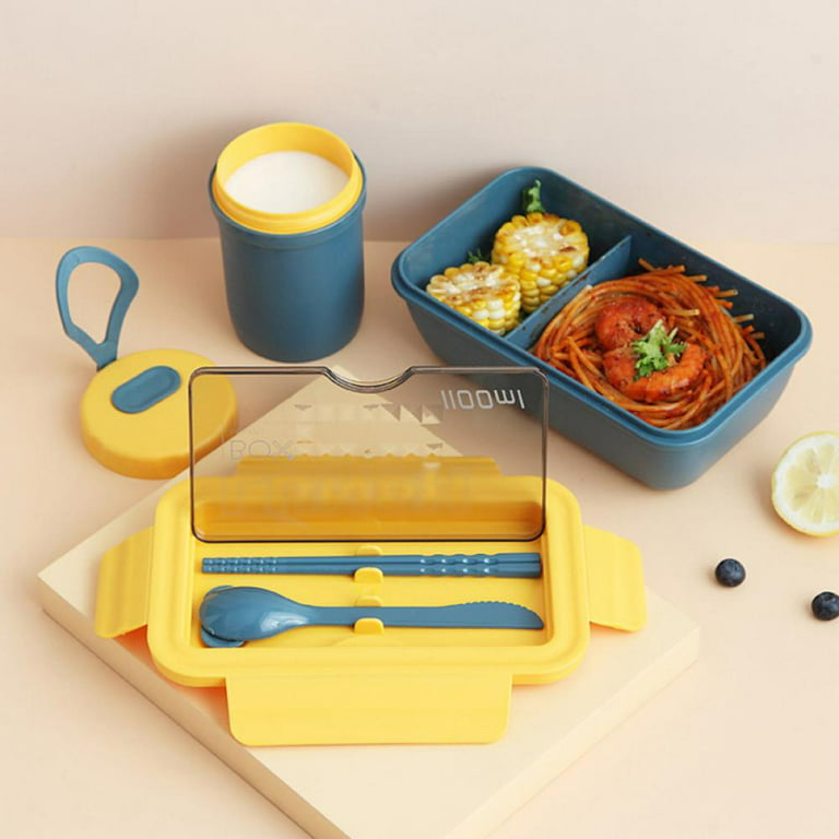 Hot Lunch Box with Spoon Chopsticks Wheat Straw Dinnerware Food Storage  Container Children Kid School Office