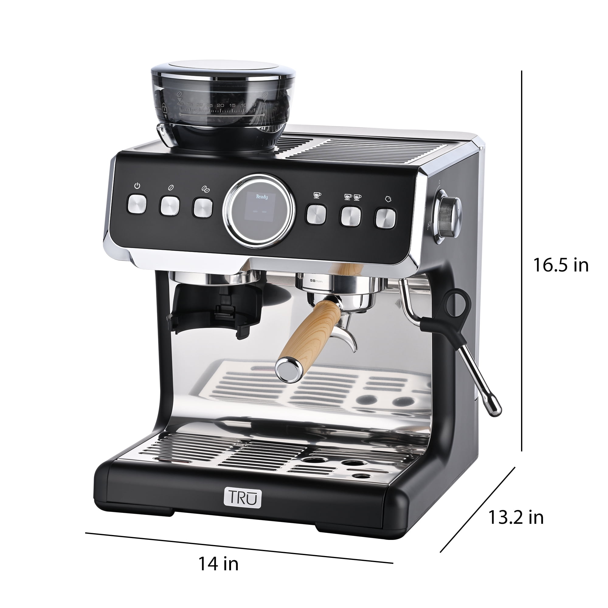 TRU Fully Automatic 19 Bar Espresso Machine with Grinder