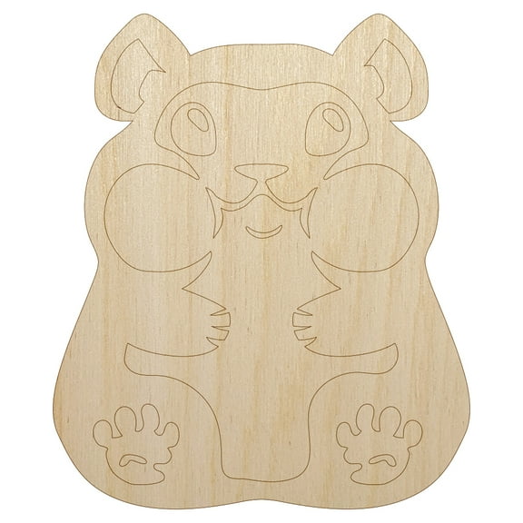 Chubby Cheek Hamster Wood Shape Unfinished Piece Cutout Craft DIY Projects - 4.70 Inch Size - 1/8 Inch Thick