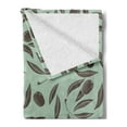 thumbnail image 2 of Harvest Soft Flannel Fleece Throw Blanket, Agriculture Olive Tree Branches Earth Tones Italian Cuisine Organic, Cozy Plush for Indoor and Outdoor Use, 50" x 70", Brown and Almond Green, by Ambesonne, 2 of 5