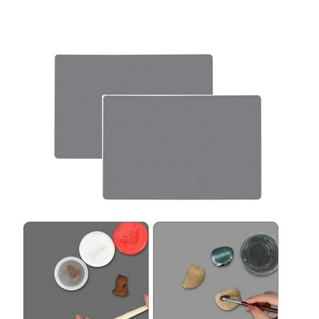 

QZS 15.8x23.6x0.06In Nonskid Placemat Gray Silicone Countertop Protector 2Pack Stain Resistant Protector for Counter Trivet Dish