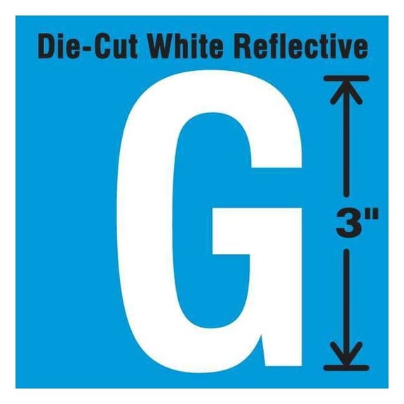 Stranco Die-Cut Refl. Letter Label,G,3In H,PK5 DWR-3-G-5