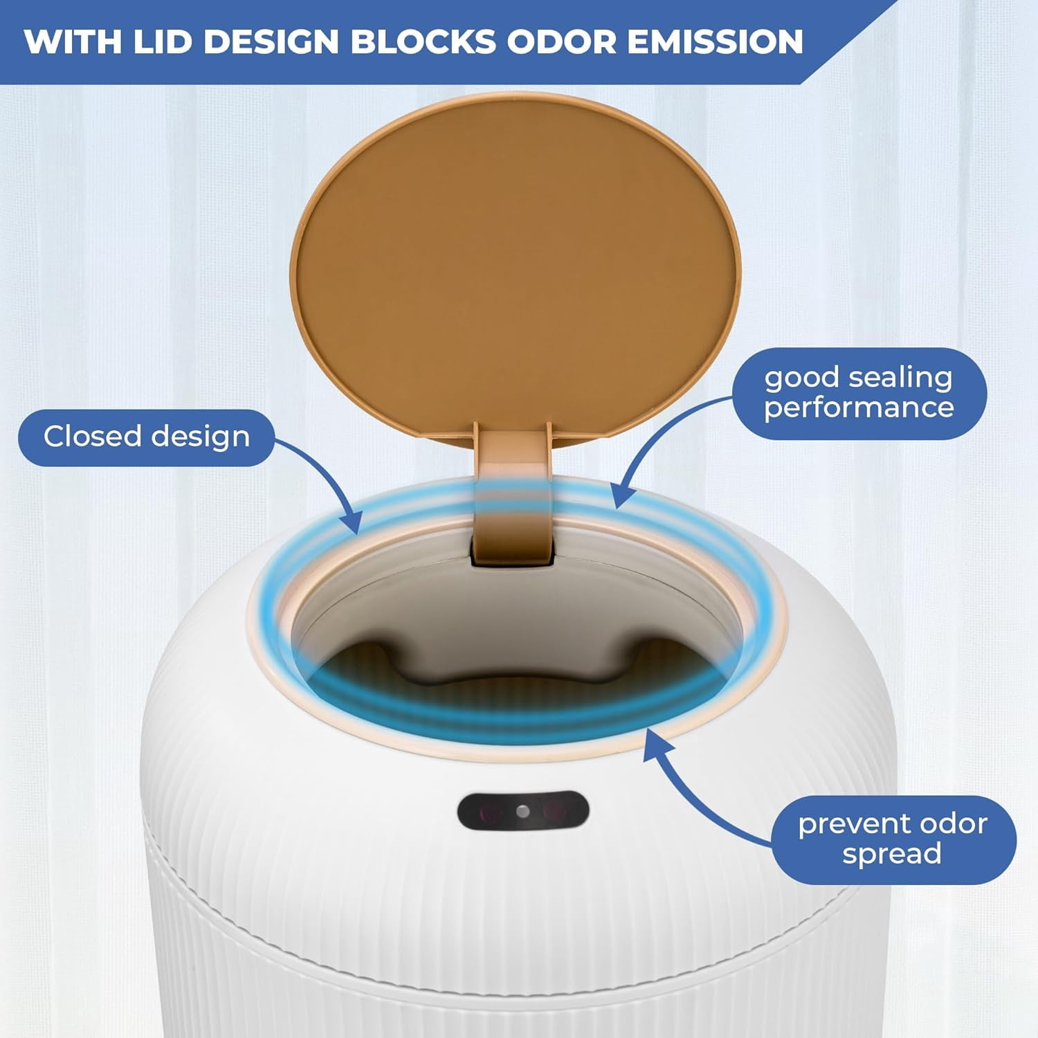 2 Pack Automatic Motion Sensor Bathroom Trash Can with Lid, 3 Gallon / 11 L Touchless Trash Bin, Smart Plastic Garbage Can, Intelligent Trash Can for Bedroom, Bathroom, Kitchen, Office, White