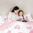 thumbnail image 4 of Erosebridal Girly Pink Bow Bedding Comforter Set 7 Pieces, Cute Princess Cartoon Full Bedding Set, 4 of 7