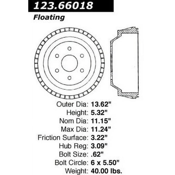 Centric C-Tek Brake Drum, #123-66018