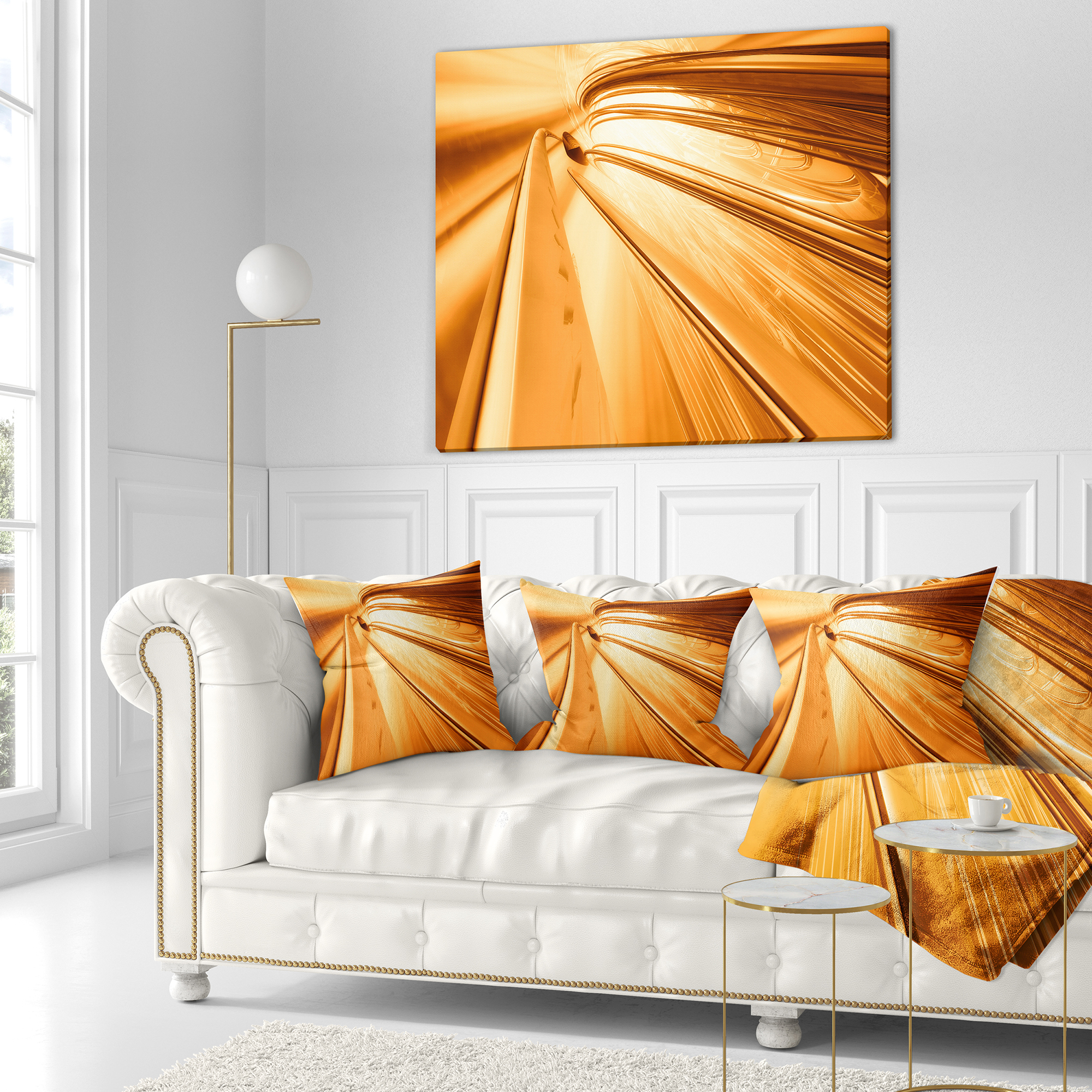 Designart Fractal 3D Brown Stripes - Contemporary Throw Pillow - 16x16
