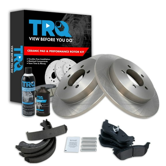 TRQ Rear Brake Pad & Rotor Kit BKA38458 Fits Select 2002-2005 Ford Explorer , 2002-2005 Mercury Mountaineer