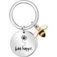 thumbnail image 1 of Llavero para mujer "Bee Happy" (plata), regalo para mamá, tía, hija, sobrina, amigas, 1 of 5