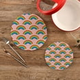 thumbnail image 2 of Rainbow Pink Round Cotton Trivets Pot Holders, Hot Pads Pure Cotton Stylish Coasters for Boho, Farmhouse, Kitchen - 2pcs Home Decor, 2 of 7