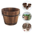 thumbnail image 1 of TEHAUX Rustic Planter Wood Barrel Assorted Color for Garden 1Set, 1 of 8