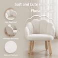 thumbnail image 4 of Guyou Solid Wooden Toddler Chair Ages 1-6, Kids Preschool Arm Chair with Flower Back, Upholstered Kid Reading Chair, Sherpa Kids Desk Chair for Playroom Kindergarten Preschool Bedroom, White, 4 of 10