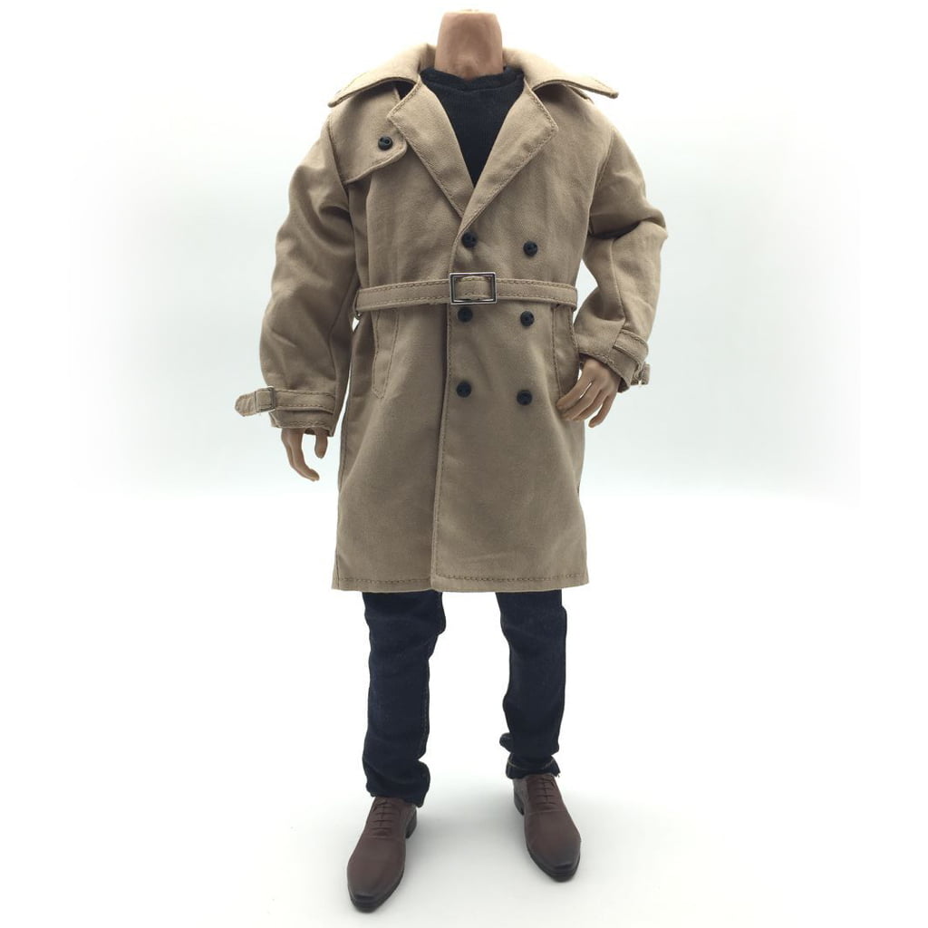 1/6 Trench Coat Windcoat Outerwear Long Jacket for 12'' Dolls Figure White 
