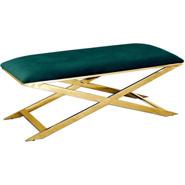 Best Master Furniture 47" Velours Moderne avec Banc d'Appoint Plaqué Or en Vert
