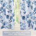 thumbnail image 4 of Cafe Curtains, Leaf Flower Printed Rod Pocket Short Window Curtains, Floral Print Kitchen Window Curtain Sets for Bathroom, 27" x 24",Navy Blue/Light Blue, Set of 2, 4 of 5