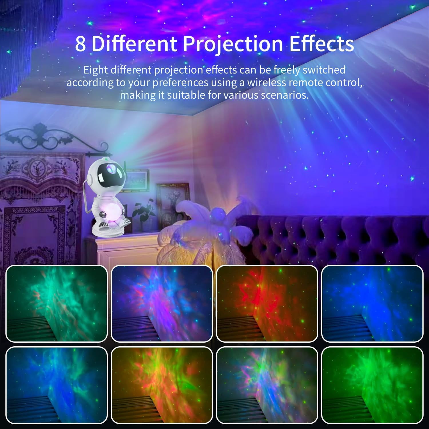 Astronaut Star Projector Galaxy Night Light, Space Projector, 2024 Upgrade Starry Nebula Ceiling Projection Lamp Remote Control for Party Wedding Garden Indoor Décor Gifts for Kids Adults Standing