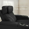thumbnail image 5 of Seatcraft Luminis LT Zero-Gravity Heat & Massage Italian Leather Home Theater Seating w/ Wireless Charging Console Table, Power Headrest, Power Recline, Row of 3 Right Loveseat, Black, 5 of 9