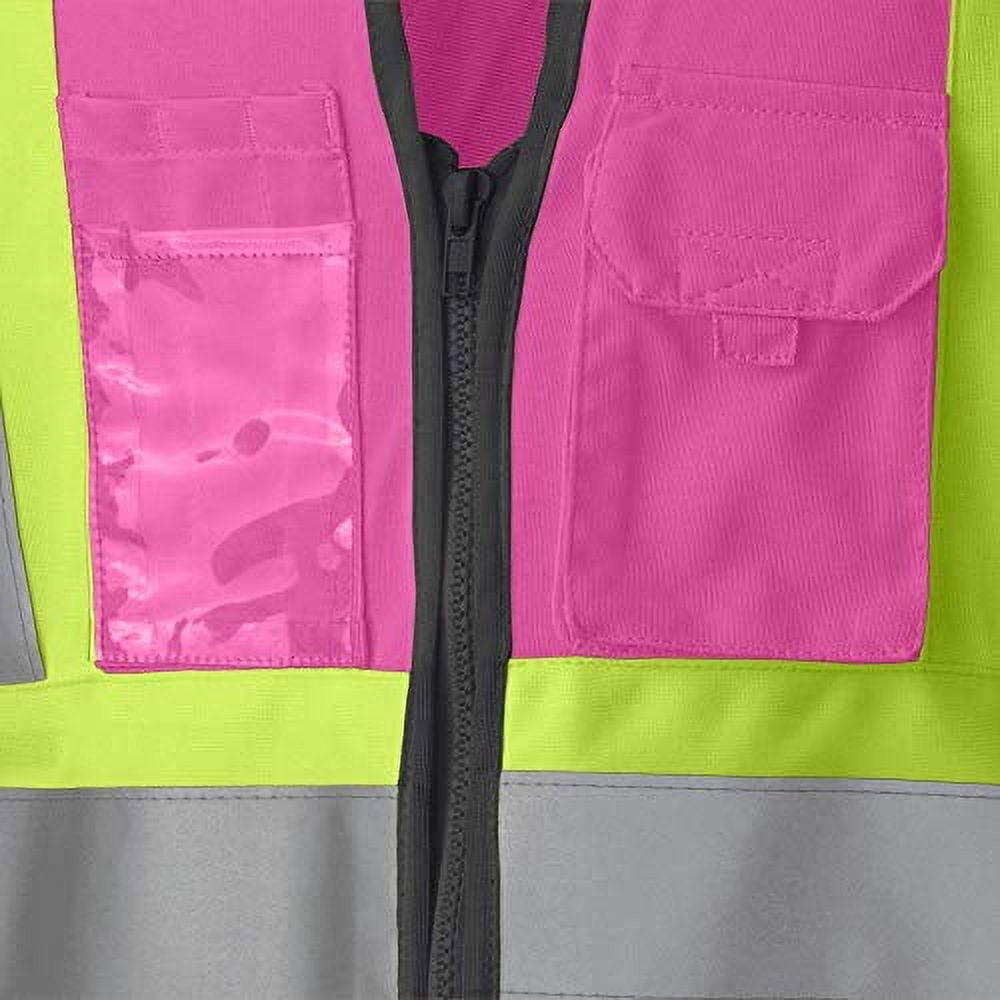 Pioneer Women's Custom Fit Hi-Vis Mesh Back Safety Vest  - Color:  Pink  - Size: L