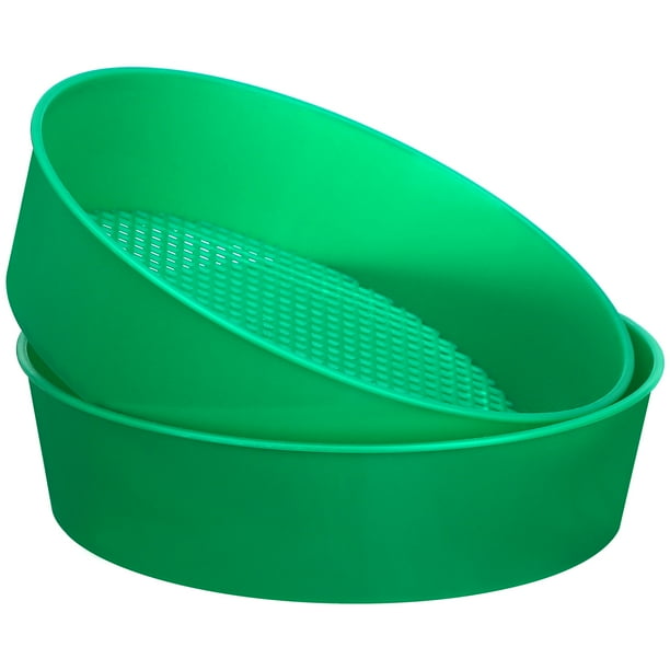 2 tamices de plástico de malla para jardín, herramienta de jardinería para acertijos de compost y tierra (verde, con variación de color)