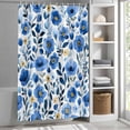 thumbnail image 3 of Blue Floral Fabric Shower Curtain Watercolor Washable Shower Curtains for Bathroom, Waterproof Bath Curtain with Hooks Home Decor 36x72in, 3 of 8