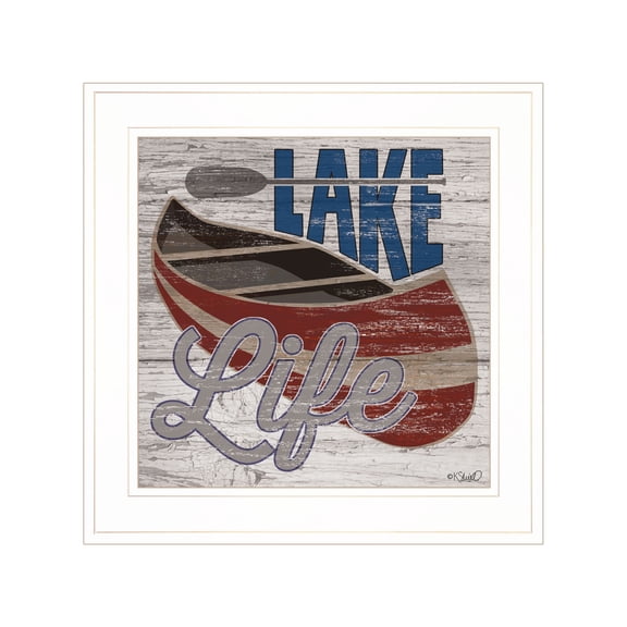 Lake Life Canoe by Kate Sherrill Print Wall Art Wood Multi-Color