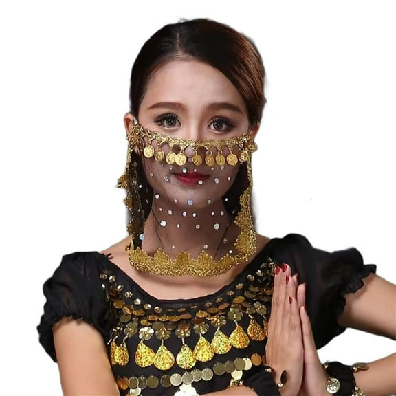 SDFGTstore Woman Belly Dance Tribal Face Veil Costume Veil Half Face Veil