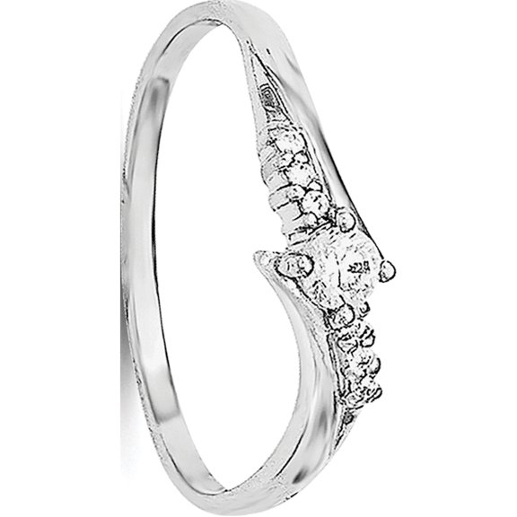 Sterling Silver Rhodium-Plated And Cz Ring (Size 6) Made In Thailand -Jewelry By Sweet Pea