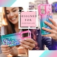 thumbnail image 3 of Compatible with Motorola Moto G Play (2024) Case with Tempered Glass Screen Protector, Ring Holder/Wrist Strap, Nagebee Glitter Liquid Floating Waterfall Cute Phone Cover (Pink/Aqua), 3 of 11