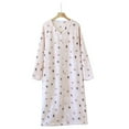 thumbnail image 5 of Fewfanhot Cardigen Long Sleeve Button Bathrobe Ankle-Length Spot Pattern Nightgowns with Pocket for Women Ladies Sleepwear Pajama, 5 of 9