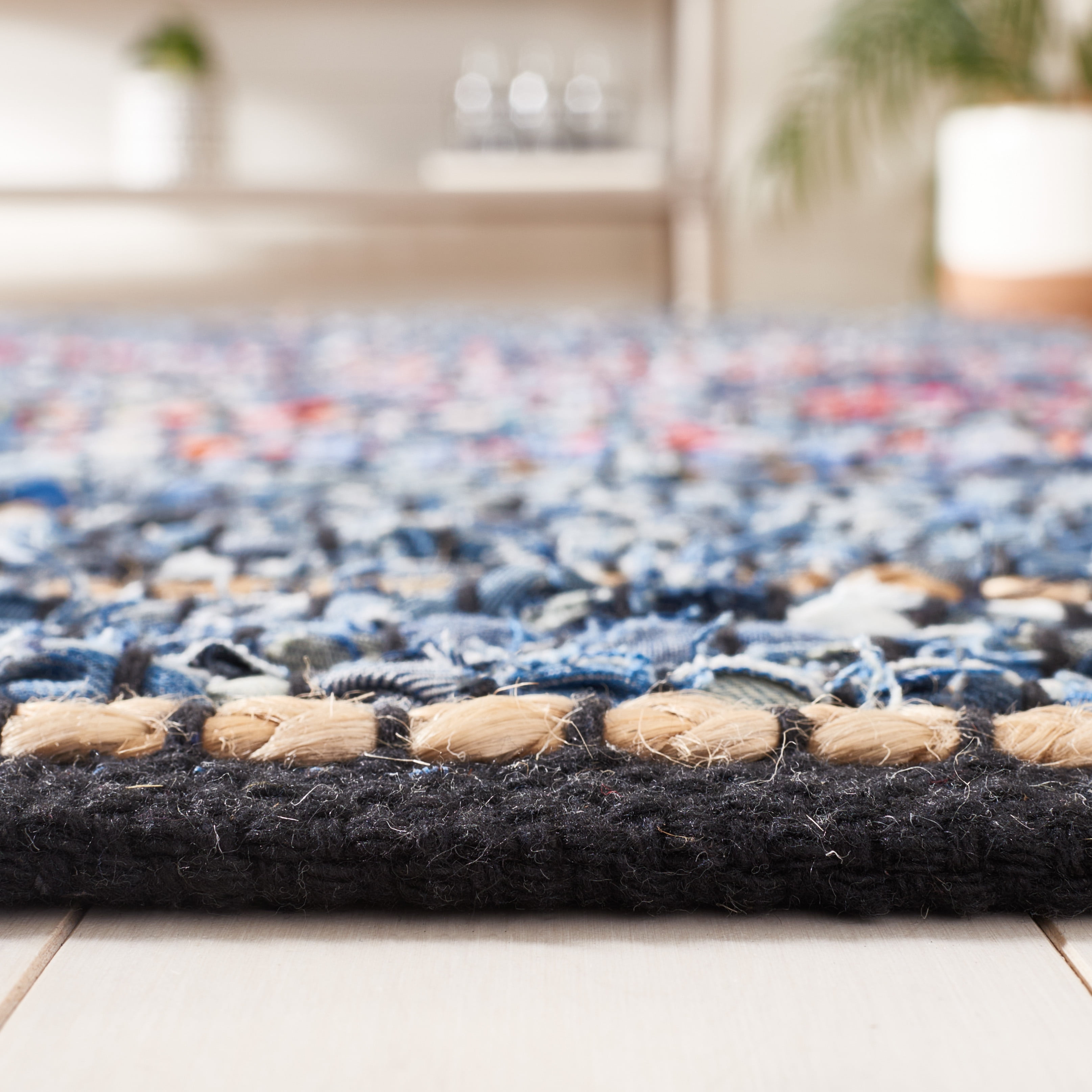 SAFAVIEH Cape Cod Alyssa Geometric Area Rug, Natural/Blue, 8' x 10'