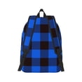 thumbnail image 6 of Rocae Buffalo Plaid Blue Black for Durable Canvas Backpack Leisure Large Bag Travel Rucksack Multi-function Backpack Small, 6 of 8