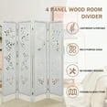 thumbnail image 4 of Fionafurn 4 Panels Wood Carved Room Divider - Folding Privacy Screen, White, #K1, 4 of 6