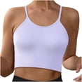 thumbnail image 2 of Vmvidoty Women's Crop Seamless Rib-Knit Camisole Strappy Racerback Cropped Tank Tops Purple M, 2 of 4