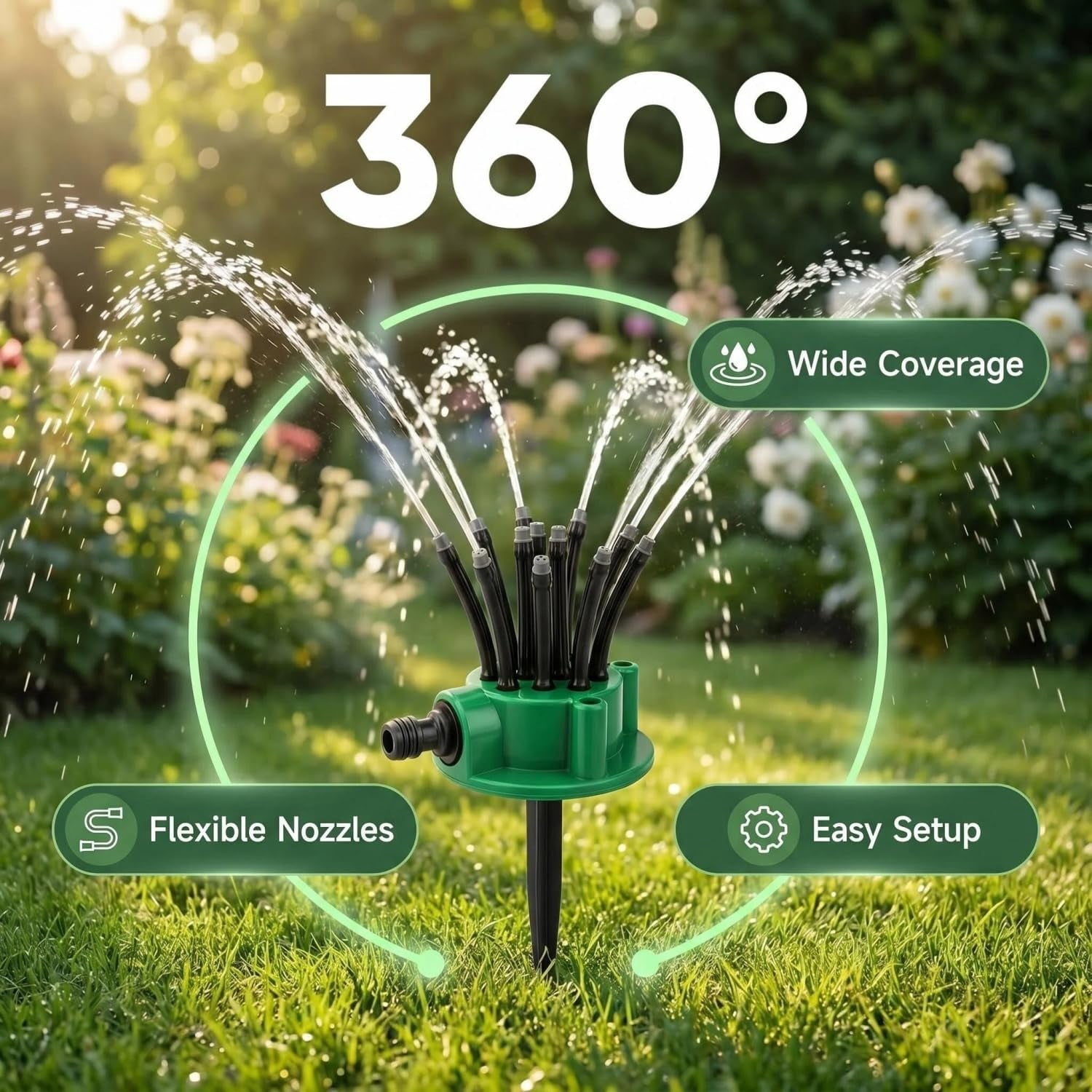 Adjustable Oscillating Sprinkler Wide Coverage,Multi Directional Lawn Sprinkler for Yard