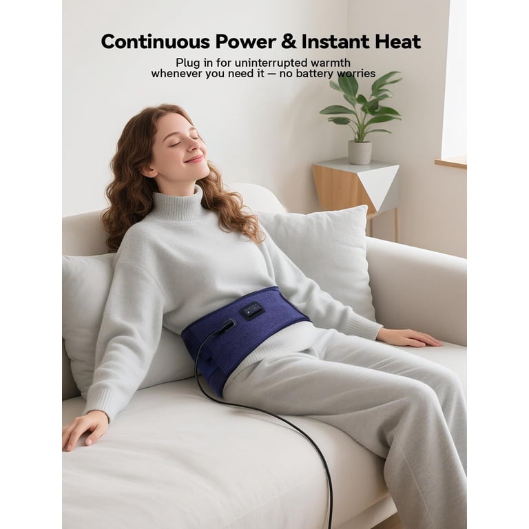 BURRKI Plug-in Heating Pad for Back Pain Relief, 47-60" Lower Back Massager  with 3 Heat & 3 Timer & 5 Vibration, Heated Back Lumbar Support Belt for ...