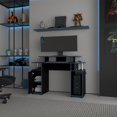 thumbnail image 4 of FM FURNITURE Lol Minimalist Gaming Desk with Elevated Monitor Shelf Blue Accents, 4 of 8