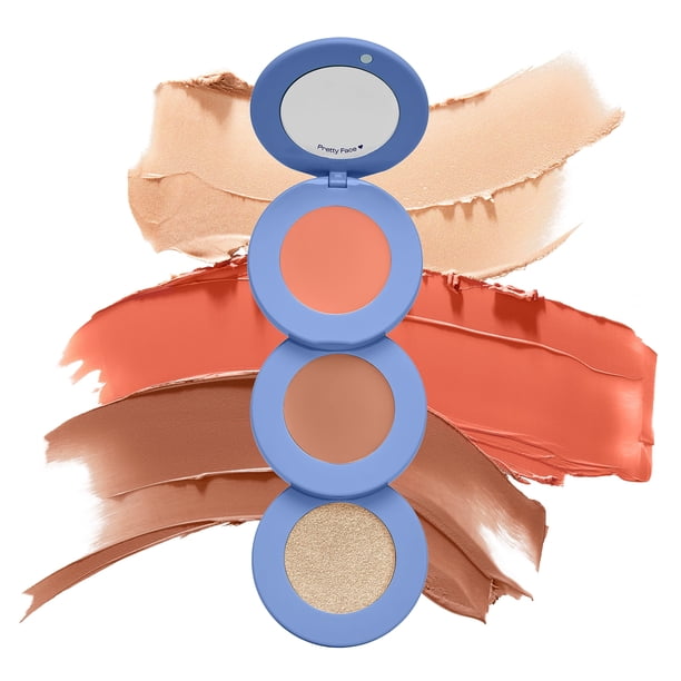 Alleyoop Stack The Odds - Paleta facial multiusos - Sunkissed - Contorno de rubor/resaltado bronceador y mini espejo - Crema mezclable para un acabado natural - Aceite de jojoba y girasol - Libre de c