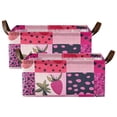 thumbnail image 3 of Cubes Pink Straberries Storage Bins with Handles Foldable Storage Baskets for Shelves Organizer Cloth Baskets, 3 of 8