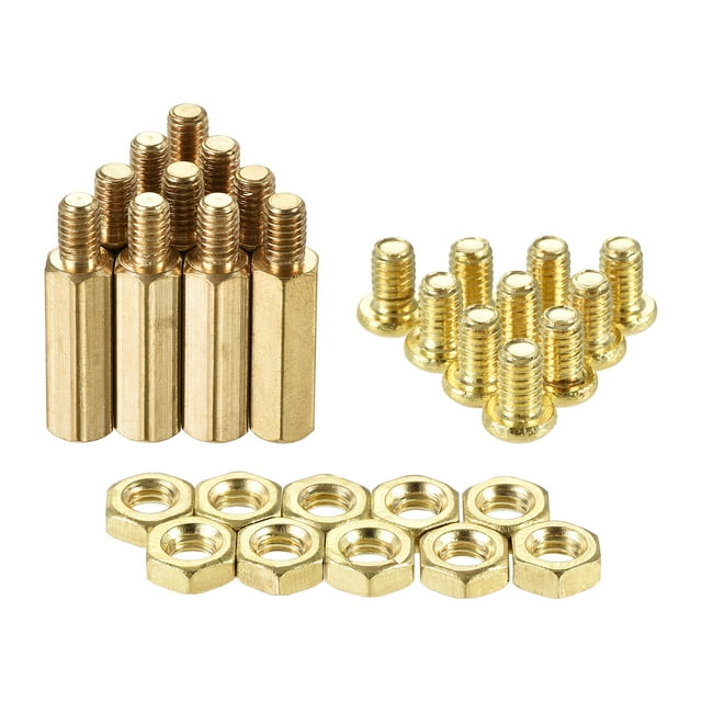 Unique Bargains Laiton Hexagonal Mâle-Femelle Vis Écrou Kit 20 Ensembles 18mm + 6mm